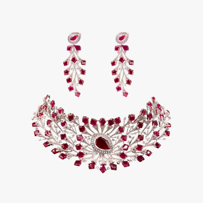 Crimson Wilds Choker Necklace & Earring Set Crimson Wilds Choker Necklace & Earring Set