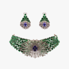 Emerald Starburst Choker Necklace & Earring Set
