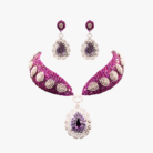 Fuchsia Royale Collar Necklace & Earring Set