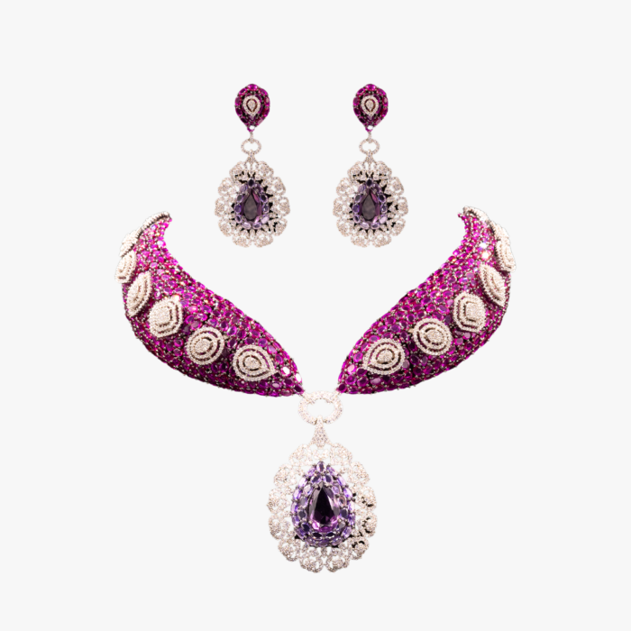 Fuchsia Royale Collar Necklace & Earring Set Fuchsia Royale Collar Necklace & Earring Set