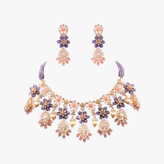 Lilac Dreamer Floral Fringe Necklace & Earring Set