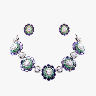 Midnight Bloom CZ Necklace & Earring Set