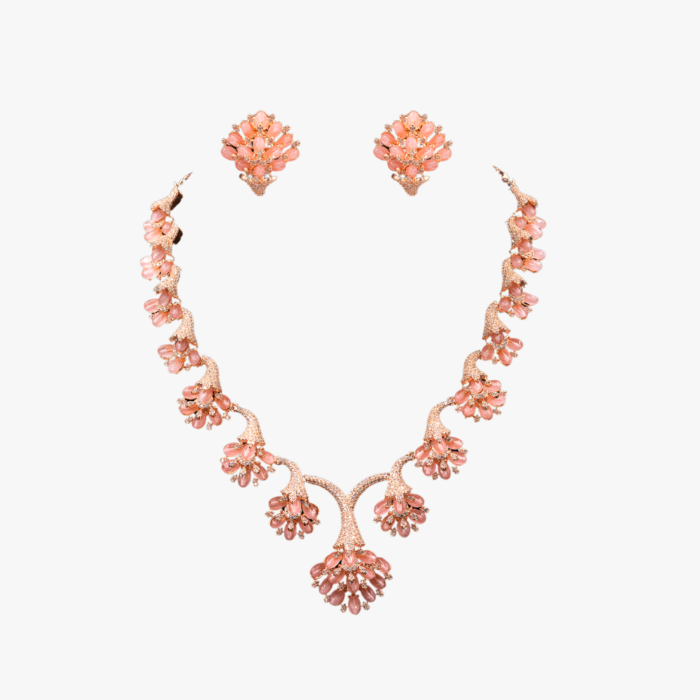 Peach Blossom Vine Necklace & Earring Set