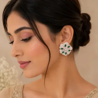 Emerald Floral Studs